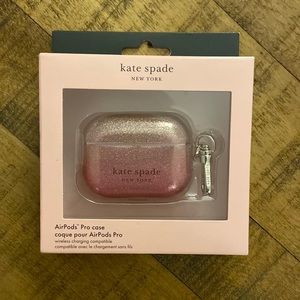 BRAND NEW, still in box Kate Spade AirPods Pro pink ombré glitter case